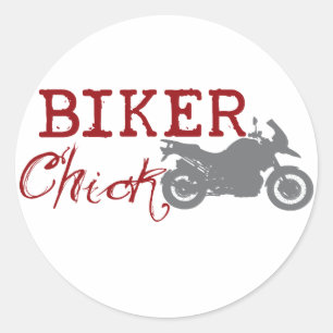 Biker Chick Ronde Sticker