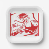 Biker Chick rood vierkant papier borden Papieren Bordje (Voorkant)