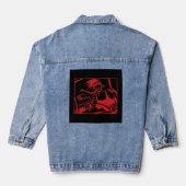 Biker Chick rood zwart vrouwen denim jas Jacket (Achterkant)