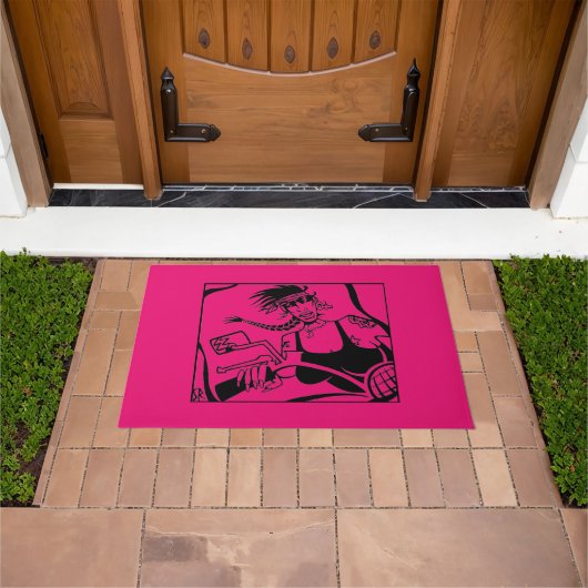 Biker Chick roze deurmat (Buiten)