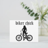 "Biker chick" vrouw silhouet met fiets! Briefkaart (Staand voorkant)