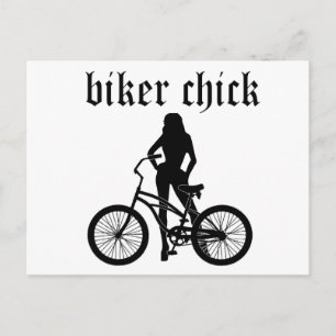 "Biker chick" vrouw silhouet met fiets! Briefkaart