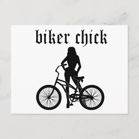"Biker chick" vrouw silhouet met fiets! Briefkaart (Voorkant)
