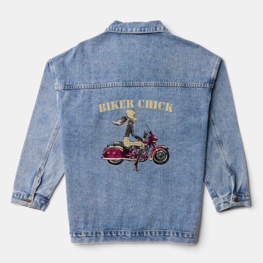 Biker Chick Vrouwen Denim Jas Jacket (Achterkant)