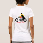 BIKER CHICK zit op haar motorfiets T-shirt (Achterkant)