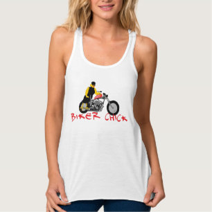 BIKER CHICK zit op haar motorfiets Tanktop