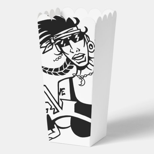Biker Chick zwarte witte popcorn dozen Bedankdoosjes (Voorkant)