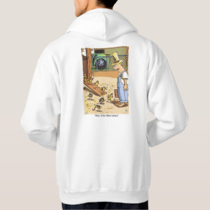 Biker Chicken white hooded sweatshirt back
