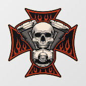 Biker Cross Schedel Motor Vlammen Motorfietswinkel Raamsticker (Vel)