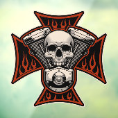 Biker Cross Schedel Motor Vlammen Motorfietswinkel Raamsticker (Vel 3)