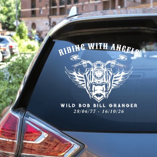 Biker Custom Memorial Decal Rijden met Engelen