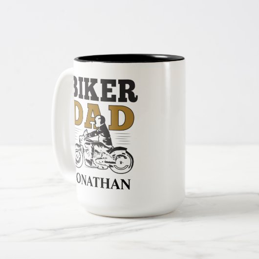 Biker Dad Motorcycle - Aangepast Tweekleurige Koffiemok (Voorkant links)