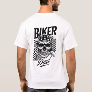 Biker Dad Skull & Checkered Flag motorfiets T-shirt