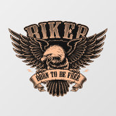 Biker Eagle Geboren als gratis motor Winkelvenster Raamsticker (Vel)