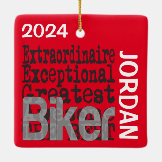 Biker Extraordinaire CUSTOM Keramisch Ornament (Achterkant)