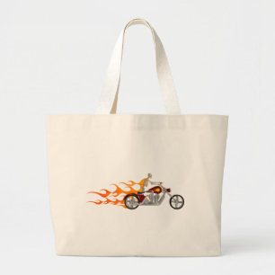 Biker & Flames: Grote Tote Bag