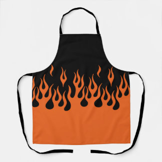 Biker Flames in Sinaasappel en zwart Schort