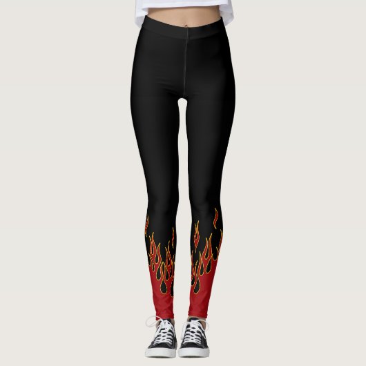 Biker Flames Red Yellow en Black Leggings (Voorkant)