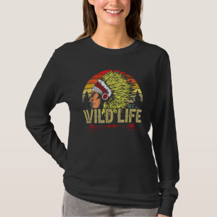 Biker for Men Indian Native American Skull Wild L T-shirt