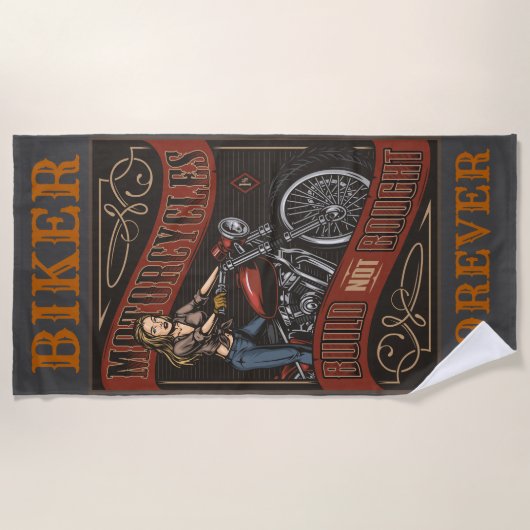 Biker Forever Custom Motorcycles Babe Strandlaken (Voorkant)