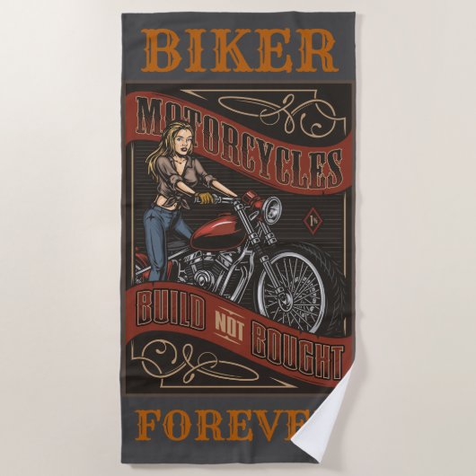 Biker Forever Custom Motorcycles Babe Strandlaken (Voorkant)