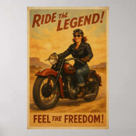 Biker Freedom Art - Retro Ride liefhebbers Poster