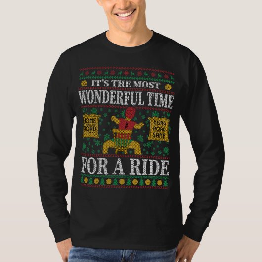 BIKER FUNNY CHRISTMAS UGLY SWEATER  T-SHIRT (Voorkant)