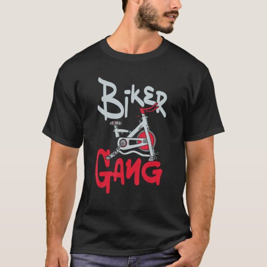 Biker Gang Indoor Biking Gym Spinning Class Cyclin T-shirt (Voorkant)