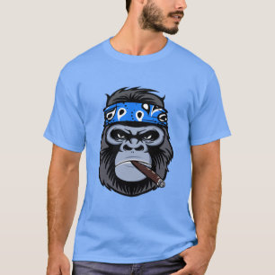 Biker gorilla roken sigaar dierlijke kunst t-shirt
