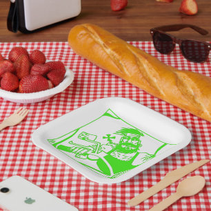 Biker groen vierkant papier borden papieren bordje