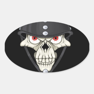 Biker Helmet Skull-ontwerp voor motorrijders Ovale Sticker