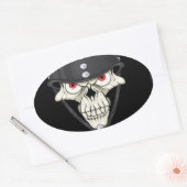 Biker Helmet Skull-ontwerp voor motorrijders Ovale Sticker (Envelop)