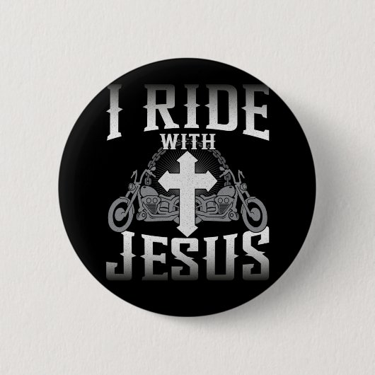 Biker ik rijd met Jezus Faith Ronde Button 5,7 Cm (Voorkant)