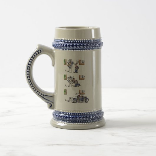 Biker in Museum stein Bierpul (Links)