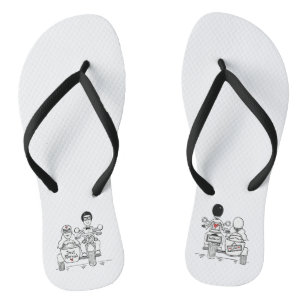 Biker Motorbike + Sidecar Wedding Teenslippers