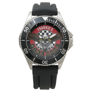 Biker Motorcycle Bike Shop Garage Gepersonaliseerd Horloge