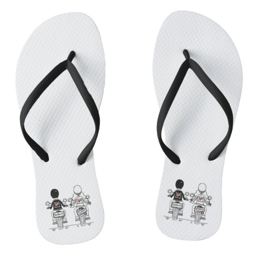 Biker Motorcycle Weddending Teenslippers Beach Foo (Voetbed)