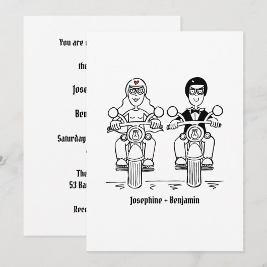 Biker Motorfiets Huwelijk Kaart (Voorkant / Achterkant)
