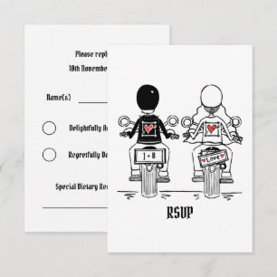 Biker Motorfiets Trouw-RSVP aan Kaart