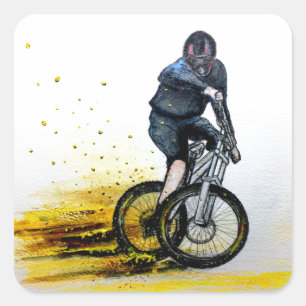 Biker MTB BMX CYCLIST-stickers Vierkante Sticker