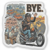 Biker Ontsnapping Vaarwel Sticker (Voorkant)