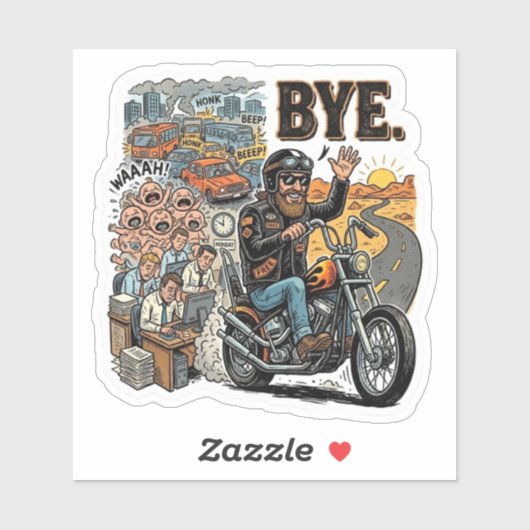 Biker Ontsnapping Vaarwel Sticker (Vel)