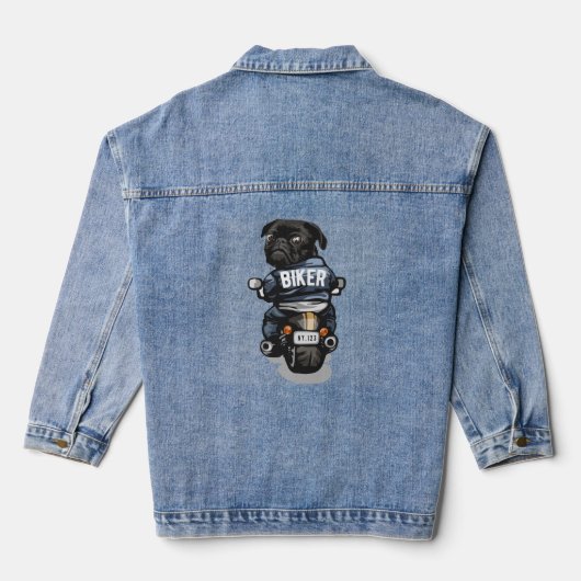 Biker Pug Denim Jacket (Achterkant)
