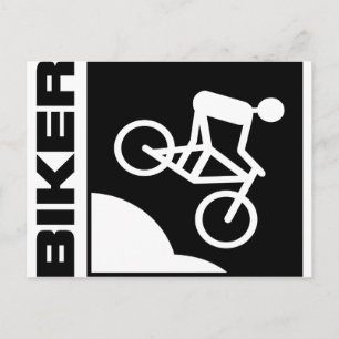 biker radfahrer bike mtb mountainbike naar beneden briefkaart