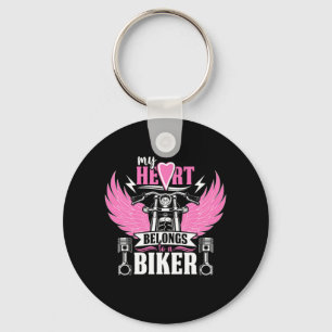Biker Retrovintage Mijn hart behoort tot een fiets Sleutelhanger