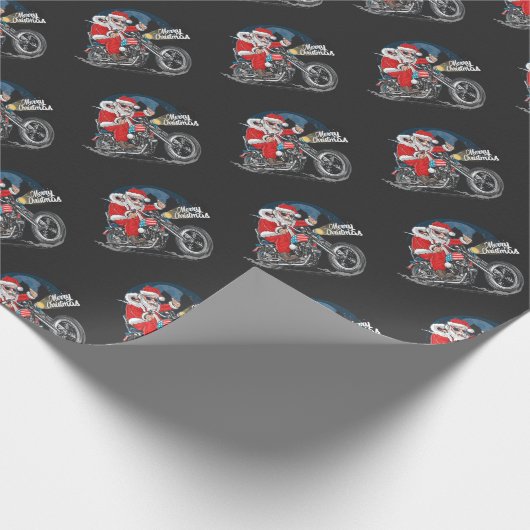 Biker Santa Cadeaupapier (Hoek)