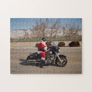 Biker Santa Claus Motorcycle puzzel Legpuzzel