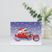Biker Santa Feestdagenkaart (Staand voorkant)