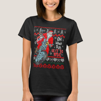 Biker Santa Motorcycle Lelijke Kersttrui T-shirt