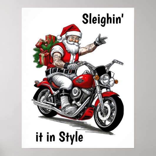 Biker Sinterklaas Poster (Voorkant)